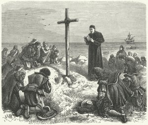 Landing van de Pilgrim Fathers in New England door German School